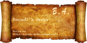 Becsák Andor névjegykártya